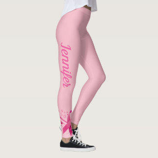 Pink Breast Cancer Support Ribbon Leggings NAME