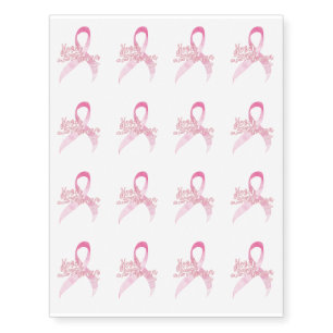 Pink Breast Cancer Support Temporary Tattoos