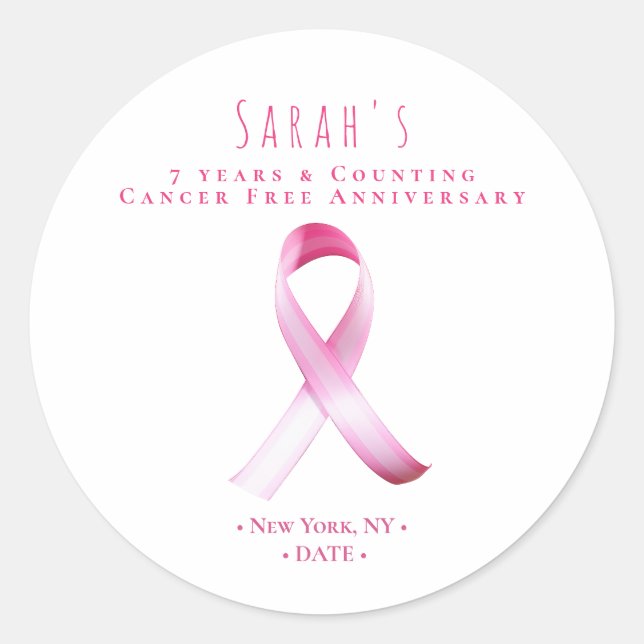 Pink Breast Cancer Survivor Fundraiser Party Classic Round Sticker (Front)
