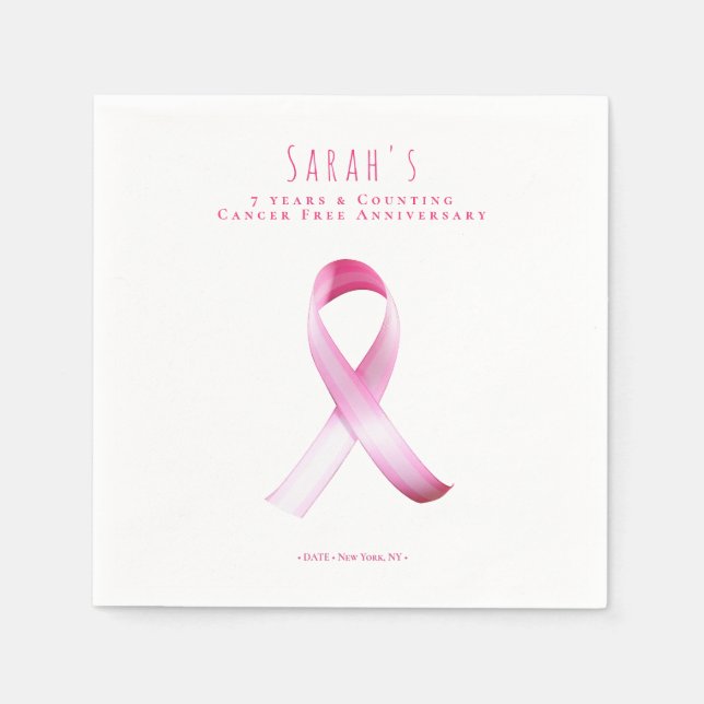 Pink Breast Cancer Survivor Fundraiser Party Napkins (Front)