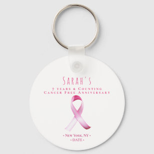 Pink Breast Cancer Survivor Fundraiser QR Code Keychain
