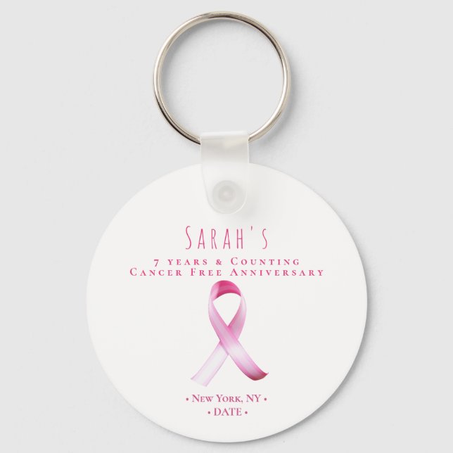 Pink Breast Cancer Survivor Fundraiser QR Code Keychain (Front)