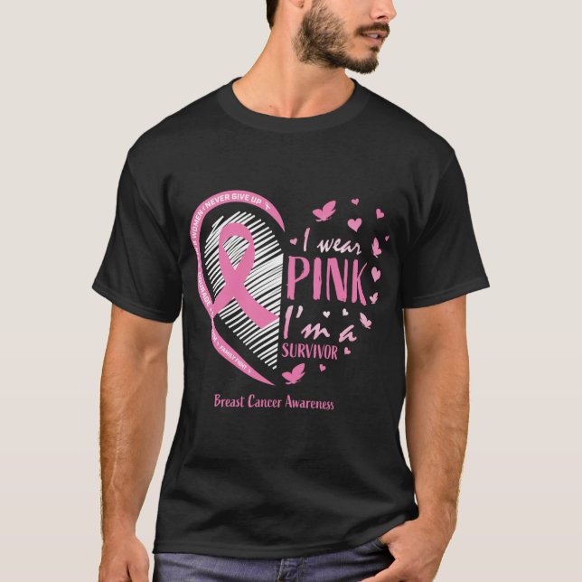 Pink Breast Cancer Survivor Gifts Women Mom Cancer T-Shirt (Front)