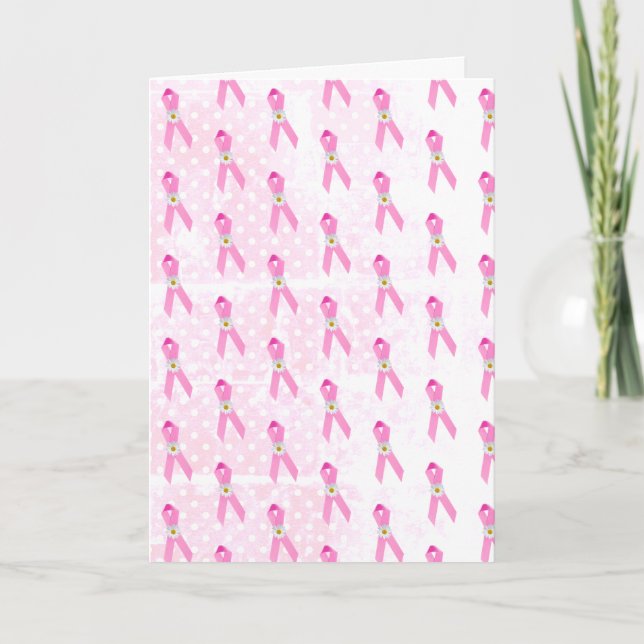 Pink Breast Cancer Survivor Ribbons and Daisies Card (Front)