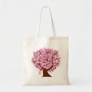 Pink breast cancer tree Budget Tote Bag