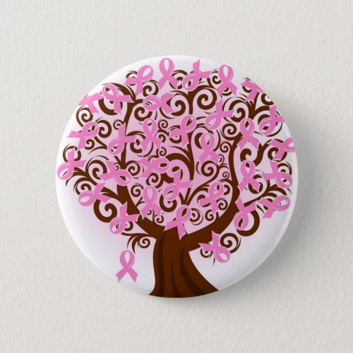 Pink Breast Cancer Tree of Hope Button