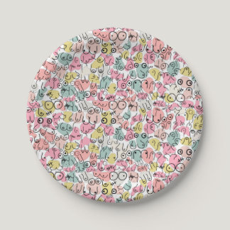 pink breast design paper plates