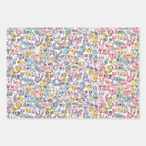 pink breast design wrapping paper sheets