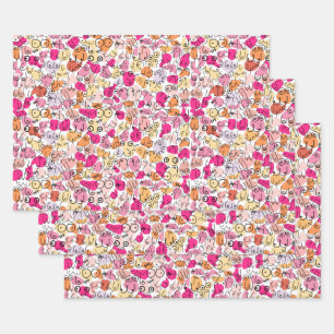 pink breast pattern woman fun wrapping paper sheets