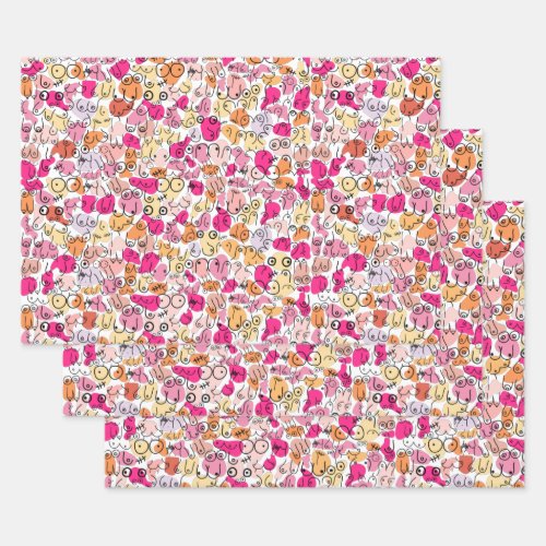 pink breast pattern woman fun wrapping paper sheets