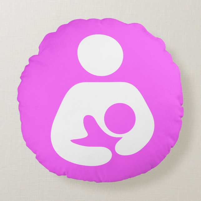 Pink Breastfeeding Icon Round Pillow (Front)