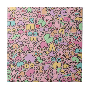 Pink breasts popular funny pattern ceramic tile