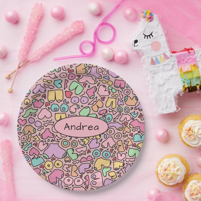 Pink breasts popular funny pattern paper plates (Party)