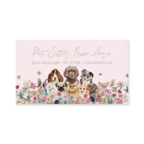 Pink  Breed Dog Grooming Petsitter Business Card