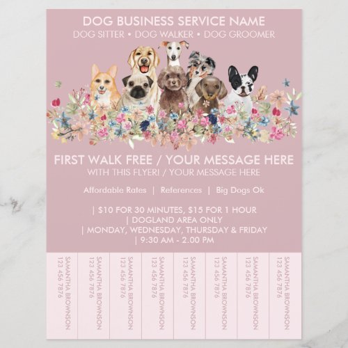 Pink Breeds Dog Walker Budget Tickets Flyer