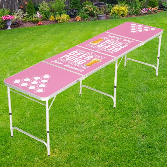 Pink Brew Battle Champions with Team Names Beer Pong Table (Creator Uploaded)