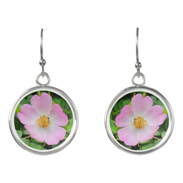 Pink Briar Rose Earrings (Front)