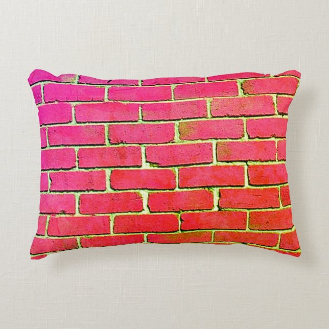 Pink Brick Wall Accent Pillow (Front)