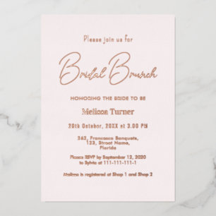 Pink Bridal Brunch Calligraphy Script Foil Invitation