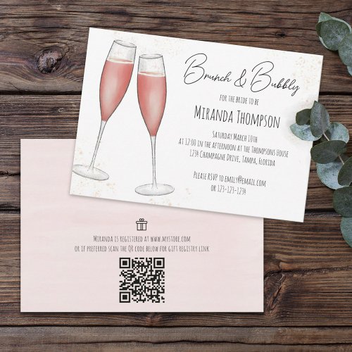 Pink Bridal Brunch Shower QR Code Gift Registry Invitation
