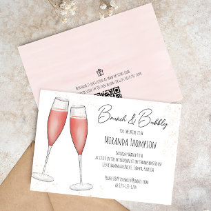Pink Bridal Brunch Shower QR Code Gift Registry Invitation
