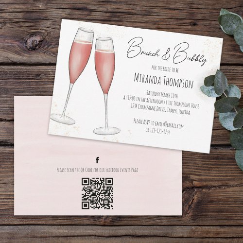 Pink Bridal Brunch Shower QR Code Social Media Invitation