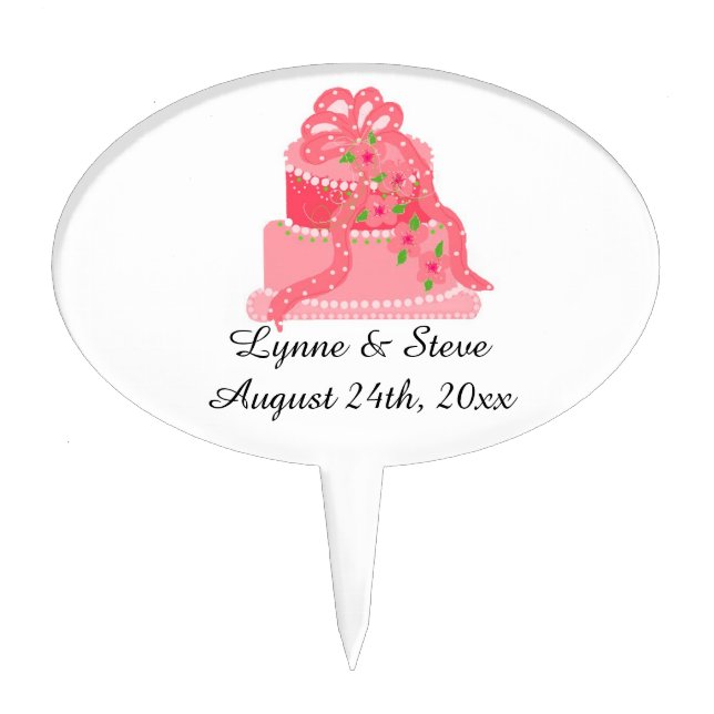 Pink Bridal Cake Cake Topper (Front)