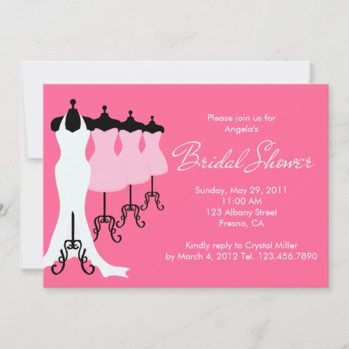 Pink Bridal Dresses Bridal Shower Invitation