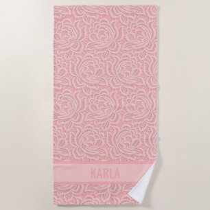 Pink Bridal Faux Lace Bachelorette Beach Towel