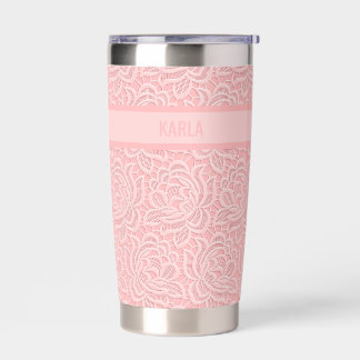 Pink Bridal Faux Lace Bachelorette  Insulated Tumbler