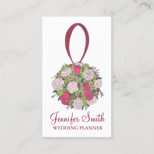 Pink Bridal Flower Bouquet Florist Wedding Planner Business Card
