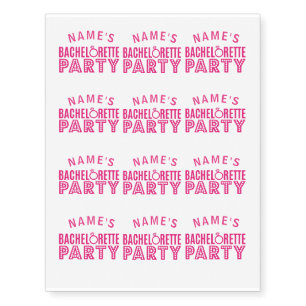 Pink Bridal Party Bachelorette Party Tattoos