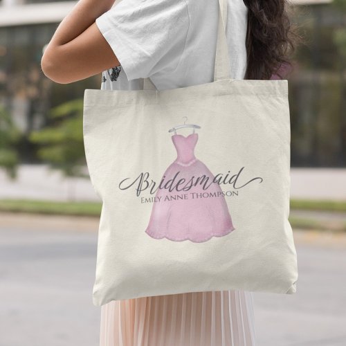 Pink Bridal Party Pink Bridesmaid Personalized Tote Bag