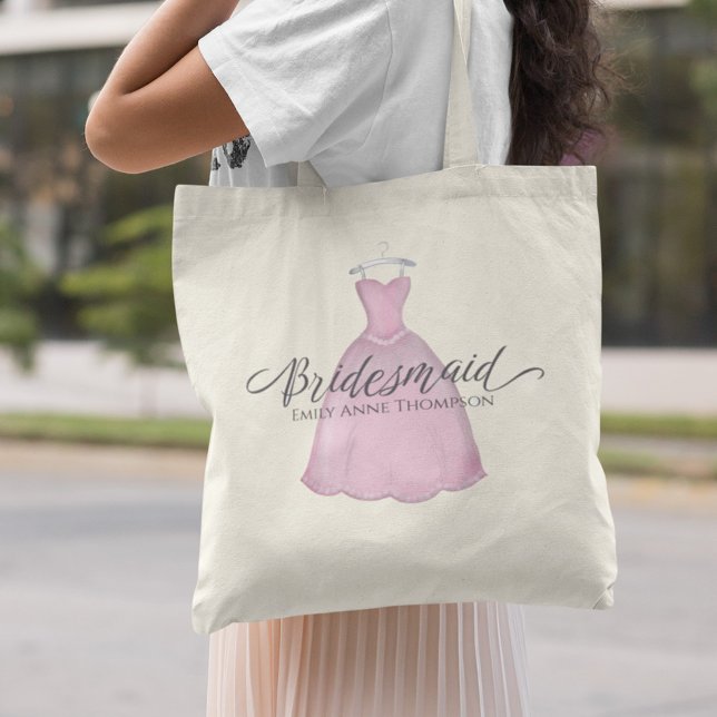 Pink Bridal Party Pink Bridesmaid Personalized Tote Bag (Creator Uploaded)
