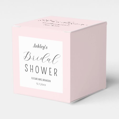 Pink Bridal Shower Black Script  Favor Boxes
