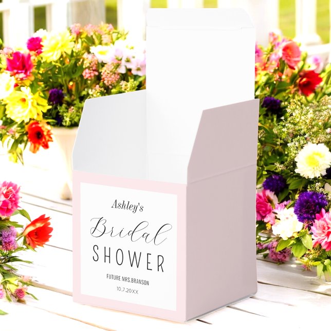 Pink Bridal Shower Black Script  Favor Boxes (Creator Uploaded)
