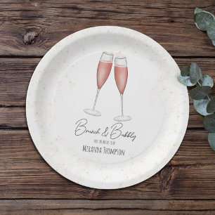 Pink Bridal Shower Brunch and Bubbly Custom Paper Plates
