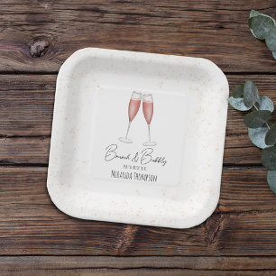 Pink Bridal Shower Brunch and Bubbly Paper Plates