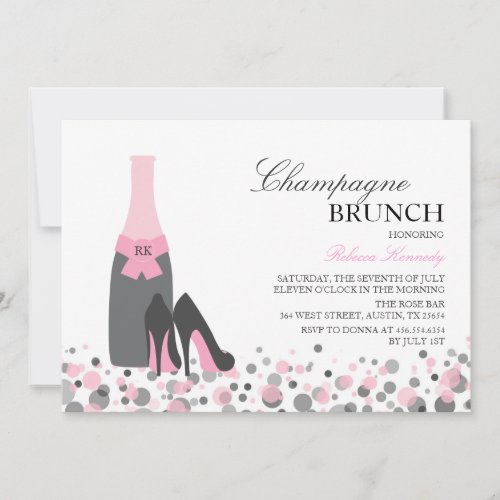Pink Bridal Shower Champagne Brunch Invite