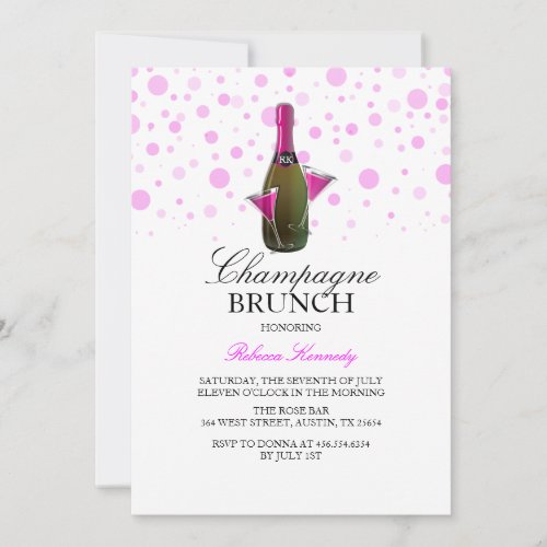 Pink Bridal Shower Champagne Brunch Invite