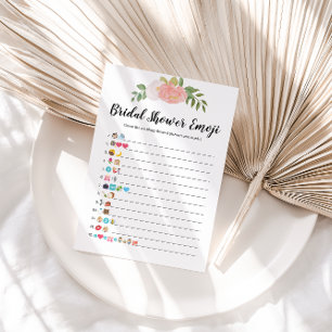 Pink Bridal Shower Emoji Pictionary Game Card
