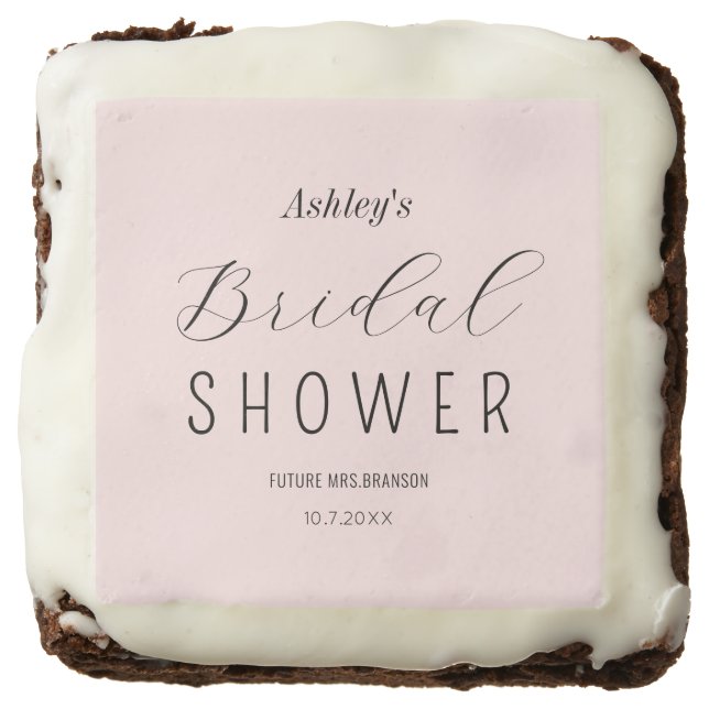 Pink Bridal Shower Favor Script Brownie (Front)