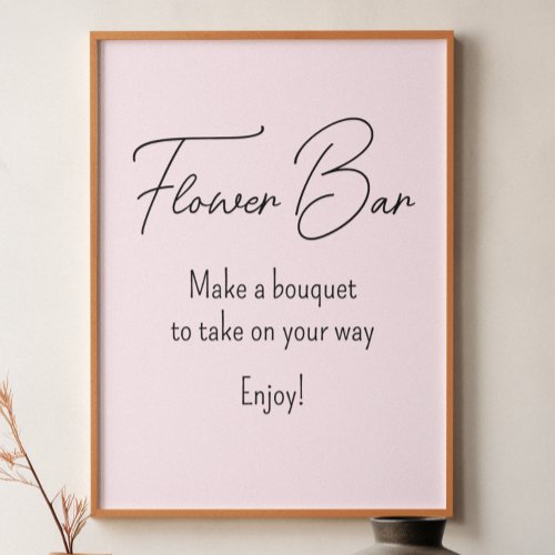 Pink Bridal Shower Flower Bar  Poster