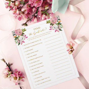 Find The Guest Game - Pink Floral Bridal Shower Games – Celebrate Life  Crafts