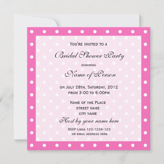 Pink bridal shower invitation (Front)