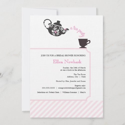 Pink Bridal Shower Invitation - Tea