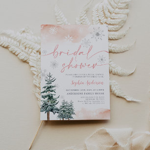 Pink Bridal Shower Invitation, Winter Bridal  Invitation