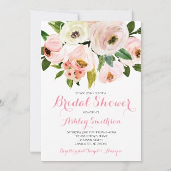 Pink Bridal Shower Invitations  Pink Flowers Invitation by MakinMemoriesonPaper at Zazzle