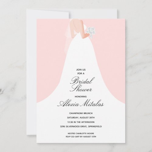 Pink Bridal Shower Invitations Wedding Dress