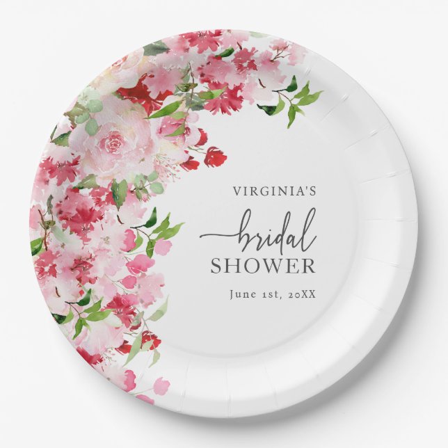 Pink Bridal Shower Paper Plates (Front)